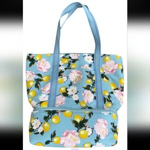 luxury VS cooler Tiffany teal lemon floral  nwt tote zip h2oproof jumbo bag
